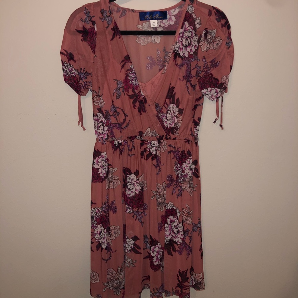 Pink floral print dress